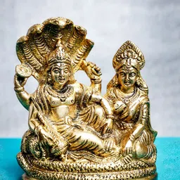 The Advitya Mini Vishnu And Laxmi Brass Religious Idol Showpiece image 3