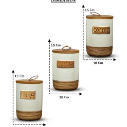 aarvi decor studio Set of 3 Brew Essentials luxe Ceramic and Wooden Jar Containers image 4
