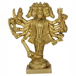 Navyaksh Gold-Toned Brass Panchmukhi Hanuman Decorative Showpiece-picture-24