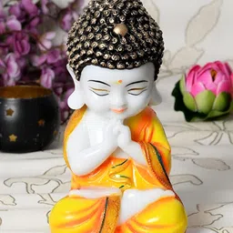 BECKON VENTURE White & Yellow Tiny Buddha Idol Showpiece-picture-29
