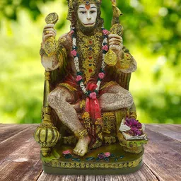 Gallery99 Green & Brown Lord Hanuman Idol Showpiece-picture-14