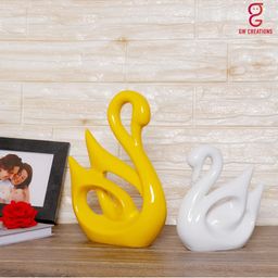 GW CREATIONS Yellow Swan Couple Figurine Showpiece-picture-34