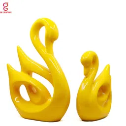 GW CREATIONS Yellow 2 Pieces Birds Figurine Showpieces-image-97