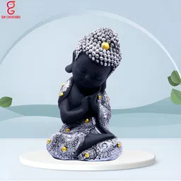 GW CREATIONS Silver Toned & Black Buddha Idol Showpiece-image-82