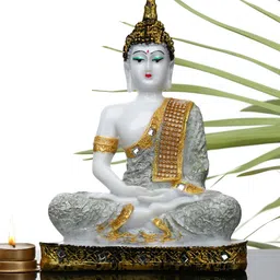 GW CREATIONS Silver-Toned Buddha Idol Showpiece-image-47