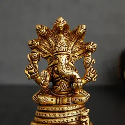 eCraftIndia Gold Lord Ganesha with Naag Devta Decorative Showpiece-picture-23