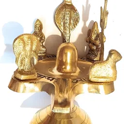 Navyaksh Gold-Toned Shivlinga with Shiv Pariwar Religious Idol Showpiece image 2