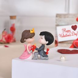 TAYHAA Grey & Pink 2 Pieces Couple Figurine Showpieces-picture-33