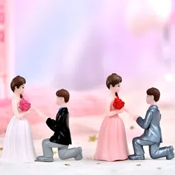 Sigaram Peach 4 Pieces Couple Figurine Miniature Showpieces image 5