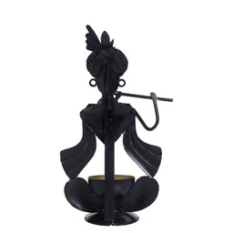 Golden Peacock Blue & Red Krishna Idol Showpiece image 5