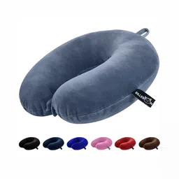 BILLEBON Grey Faux Velvet Breathable Travel Neck Pillow-image-94