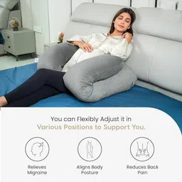 Siroki Bond Grey Fibre Filled Faux Velvet Maternity Pillow image 2