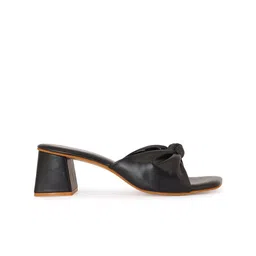 Cogner Black Solid Knot Block Heels image 3