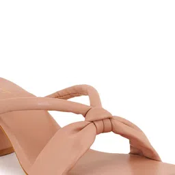 Cogner Women's Beige Block Sandals with Bows image 3