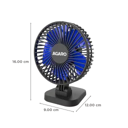 AGARO Breeze 3 Blade Rechargeable Personal Mini Fan (USB Powered, Black) image 2