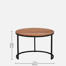 bohemiana from pepperfry Metalico Solid Wood Nest Of Tables In Natural Finish (Set of 3) image 4