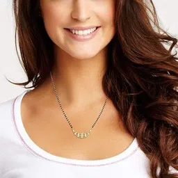 dishis 14/18K BIS Hallmark Yellow Gold and certified Diamond Tanmaniya Mangalsutra for Women image 2