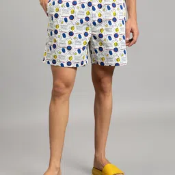 Bewakoof Men White & Blue Typography Printed Boxers image 1