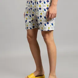 Bewakoof Men White & Blue Typography Printed Boxers image 2