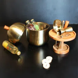 izzhaar Mini Cocktail Gold & Silver Stainless Steel & Brass Barware Set image 1