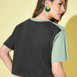 GUTI Colourblocked Cotton Boxy Crop Top image 5