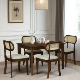 woodsworth from pepperfry Brookwood Sheesham Wood Four Seater Dining Table set In Scratch Resistant Provincial Teak Finish image 1