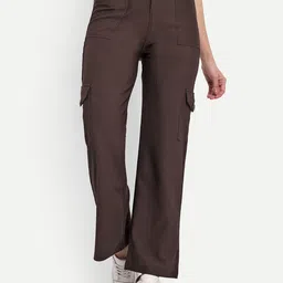 BROADSTAR Women Smart Straight Fit High-Rise Easy Wash Corduroy Cargos Trousers-picture-27