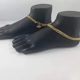 afj gold Silver Plated Brass Stylish Thin Size Anklets kolusu Payal ghungroo for Women and Girls image 3