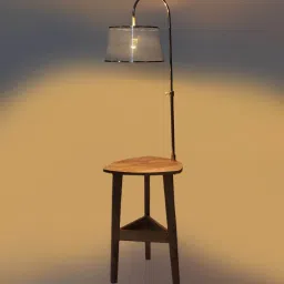 sapphire Ciaro White Iron Shade Shelf Floor Lamp With Wood Base image 4