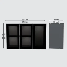 specialitypanels Aluminium Black Profile 3 Grey Tinted Glass handless shutters Wall Cabinet in Slate Grey Finish image 2