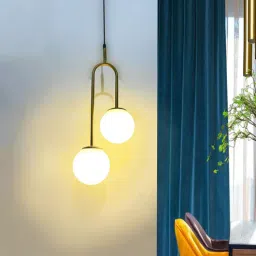 avior Dual Gold & White (E- 27/ 12 Watt) Metal & Glass Globe Hanging Light-picture-24