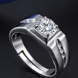 MYKI Men Silver-Plated CZ-Studded Finger Ring image 5