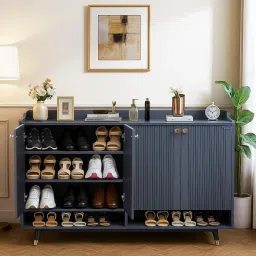 crystal furnitech Luxora 4 Door Shoe cabinet In Dark Grey Color image 1