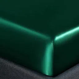 coolbeds Green Solid 400 TC Satin Single Fitted Bedsheet with 2 Satin Pillow covers image 4