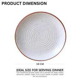vareesha White Matt Brown Border Ceramic Quarter Plates (Set of 4) image 3