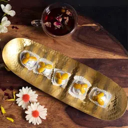 peepul tree Golden Aura Handcrafted Brass Serving Tray | Hammered Gold Platter for Festive Decor & Elegant Serveware image 2
