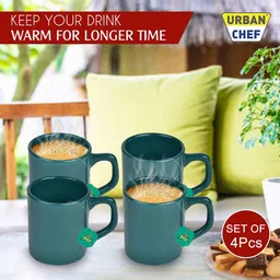 urban chef Green 100ml Hancrafted Ceramic (Set of 4) Tea Cups image 3