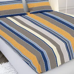 mayfair homes london Multicolor Stripe 144 TC Cotton King Bedsheet with 2 Pillow Covers image 1