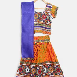 BownBee Orange & Blue  Embroidered Ready to Wear Chaniya Choli-picture-10