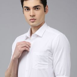 Arrow Pure Cotton Self Design Textured Manhattan Slim Fit Opaque Formal Shirt-picture-2
