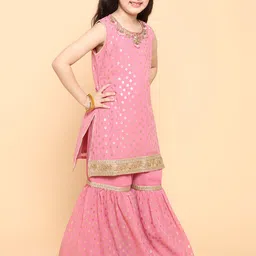 Aj DEZInES Girls Floral Printed Kurta with Sharara & With Dupatta image 2