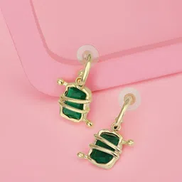 Carlton London Gold-Plated Crystals-Studded Square Half Hoop Earrings-picture-46