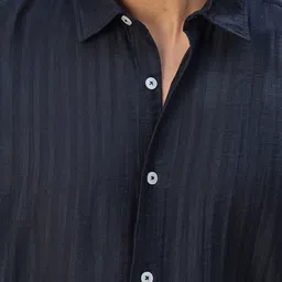 Thomas Scott Men Smart Slim Fit Spread Collar Vertical Striped Casual Shirt image 4