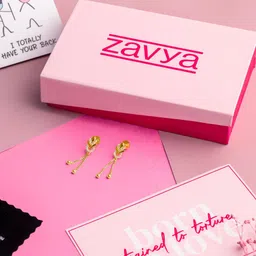 Zavya 925 Sterling Silver Cubic Zirconia Gold-Plated Contemporary Drop Earrings image 4