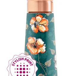 BOROSIL Clara Green & White Floral Printed BPA Free Pure Copper Water Bottle 950ml image 4