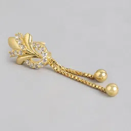 Zavya 925 Sterling Silver Cubic Zirconia Gold-Plated Contemporary Drop Earrings image 3