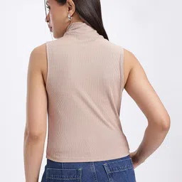 glitchez Realistic Comfort Self-Striped High-Neck Fitted Top image 3