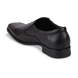FAUSTO Men Black Solid Leather Formal Slip-Ons image 4