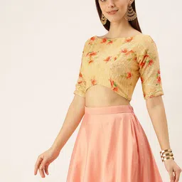 Ethnovog Peach-Coloured  Beige Fusion Made to Measure Lehenga  Blouse image 4