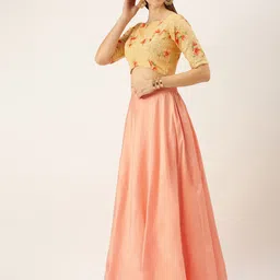 Ethnovog Peach-Coloured  Beige Fusion Made to Measure Lehenga  Blouse image 1